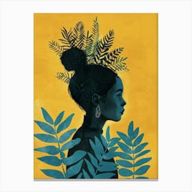 African Girl With Leaves Canvas Print