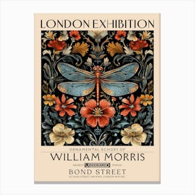William Morris Dragonfly and floral artwork, insect and flower pattern vintage Botanical print for cottagecore, maximalist decor,floral tapestry Victorian nature illustration bedroom vintage decor 16 Canvas Print