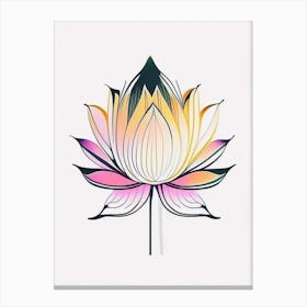 Lotus Flower, Buddhist Symbol Abstract Line Drawing 3 Canvas Print