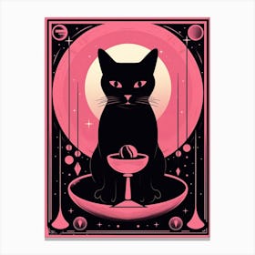 The Magician Tarot Card, Black Cat In Pink 0 Canvas Print