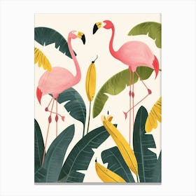 Chilean Flamingo Banana Plants Minimalist Illustration 1 Canvas Print