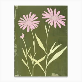 Pink & Green Asters 5 Canvas Print