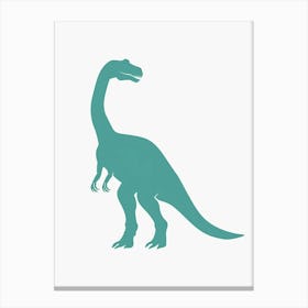 Teal Dinosaur Silhouette 1 Canvas Print