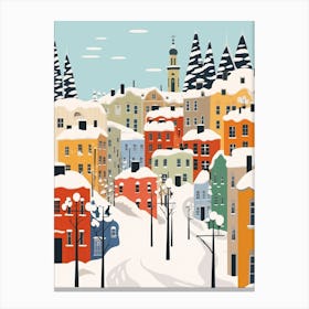 Retro Winter Illustration Helsinki Finland 1 Canvas Print