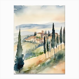 Abstract Tuscany Landscape Watercolor 2 Canvas Print