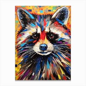 A Playful Raccoon In The Style Of Jasper Johns 1 Canvas Print