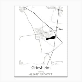 Griesheim,Germany Minimalist Map Canvas Print