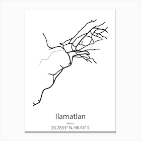 Ilamatlan,Mexico Minimalist Map Canvas Print