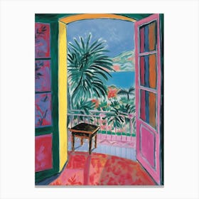 Open Window With Cat Matisse Style Portofino Italy  Canvas Print