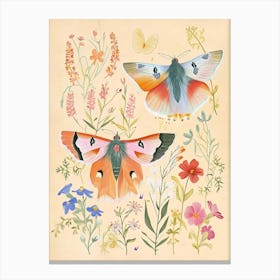 Folksy Floral Animal Drawing Butterfly 2 Canvas Print