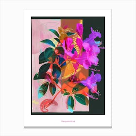 Bougainvillea 4 Neon Flower Collage Poster Canvas Print