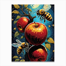 Bees And Apples Canvas Print