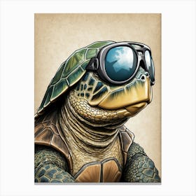 Turtle With Goggles Canvas Print