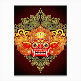 Asian Mask Vector - Barong, Balinese mask, Bali mask print Canvas Print