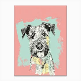 Giant Schnauzer Dog Pastel Line Watercolour Illustration  2 Canvas Print