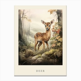 Beatrix Potter Inspired  Animal Watercolour Deer 3 Canvas Print