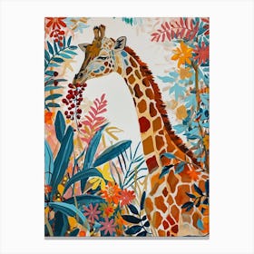 Giraffe Eating Berries Watercolour Inspired 3 Canvas Print