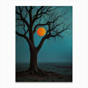 Tree With A Clock Canvas Print