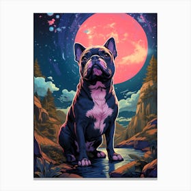 French Bulldog In The Moonlight Canvas Print