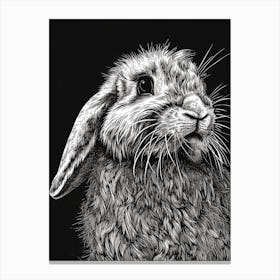 American Fuzzy Lop Blockprint Rabbit Illustration 3 Canvas Print