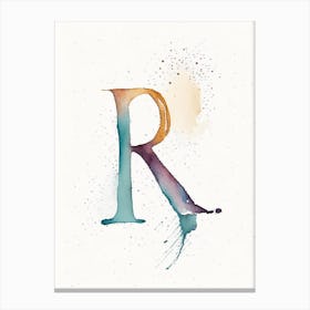 R, Letter, Alphabet Minimalist Watercolour 1 Canvas Print