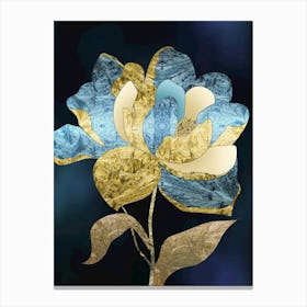 Blue And Gold Flower Canvas Print