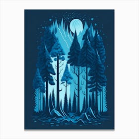 A Fantasy Forest At Night In Blue Theme 56 Canvas Print