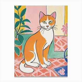 Cat On A Table Canvas Print