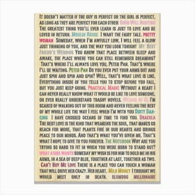 Romantic Movie Quotes Canvas Print