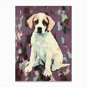 A Saint Bernard Dog Painting, Impressionist 2 Canvas Print