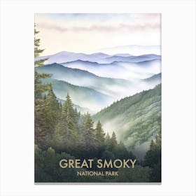 Great Smoky National Park Watercolour Vintage Travel Poster 3 Canvas Print