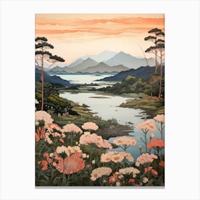 Lake Toya In Hokkaido, Ukiyo E Drawing 4 Canvas Print