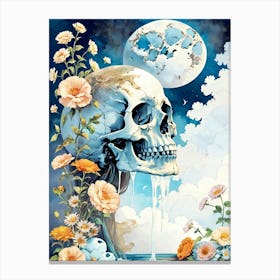 Surrealist Floral Skull Painting (2) Canvas Print