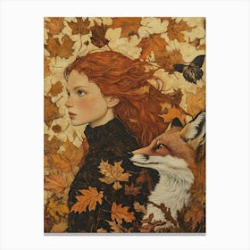 Fox And Girl 4 Canvas Print