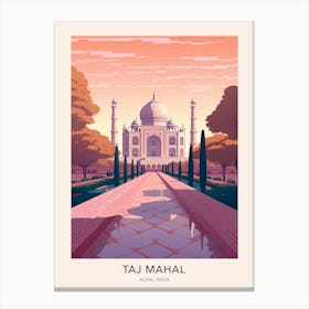 Taj Mahal Agra India Travel Poster Canvas Print