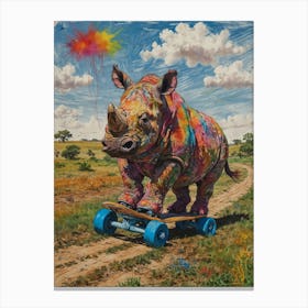 Rhino On Skateboard Canvas Print