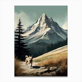 Dog Walking In The Mountains Canvas Print