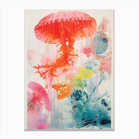 Jelly Fish Risograph Inspired 2 Canvas Print