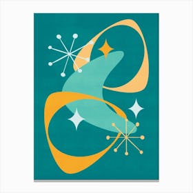 Retro Mid Century Atomic Space Age 20 Teal, Aqua, Orange Canvas Print