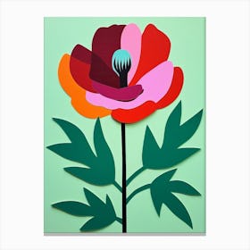 Cut Out Style Flower Art Poppy 2 Canvas Print