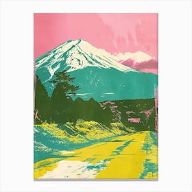 Mount Fuji Japan Retro Duotone Silkscreen 2 Canvas Print