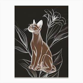 Havana Brown Cat Minimalist Illustration 1 Canvas Print