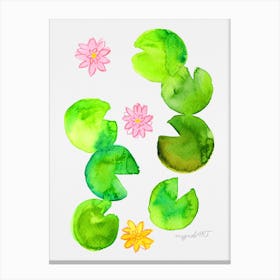 Water Lilies Watercolor Artwork Canvas Print