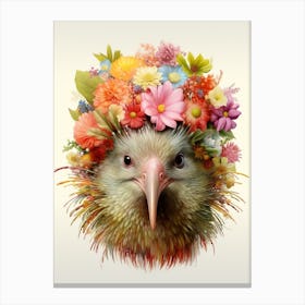 Bird With A Flower Crown Kiwi 3 Canvas Print