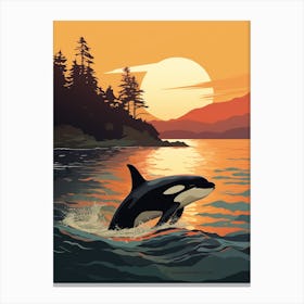 Graphic Design Drawing Of Orca Whale Canvas Print