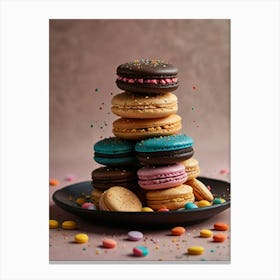 Macarons On A Plate Canvas Print