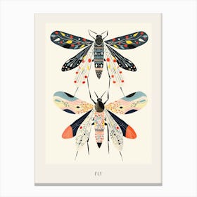 Colourful Insect Illustration Fly 10 Poster Canvas Print