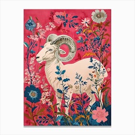 Floral Animal Painting Ram 1 Canvas Print