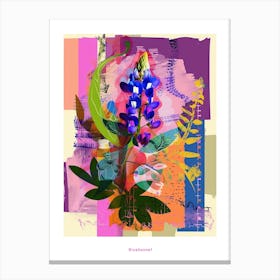 Bluebonnet 2 Neon Flower Collage Poster Canvas Print
