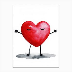 Red Heart With Arms Outstretched Canvas Print